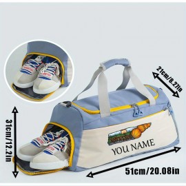 Customizable Soccer-Themed Large Capacity Gym Bag with Shoe Compartment, Adjustable Shoulder Straps & Multi-Functional Storage Pockets - Perfect for Basketball, Travel & Daily Use