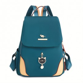 [Cute Cat Backpack] Durable & Soft Black Nylon Minimalist Style Backpack with Cute Cat Design | Multiple Zipper Pockets, Ideal for Daily Commute & School Use, Commuter Backpack | Playful Backpack