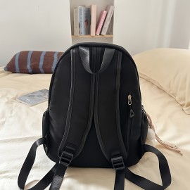 Stylish Black Nylon Backpack with Adjustable Straps - Cartoon Shark Design, Lightweight & Durable, Perfect for Students or Casual Use, Casual Daypack | Playful Design | Secure Zipper Closure